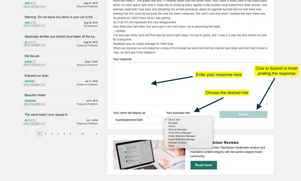 Tripadvisor Review Response Step 6